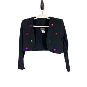 Retro Sequin Jacket M Black Mod Funky Edgy Artsy Boho Western Classic Chic 80s